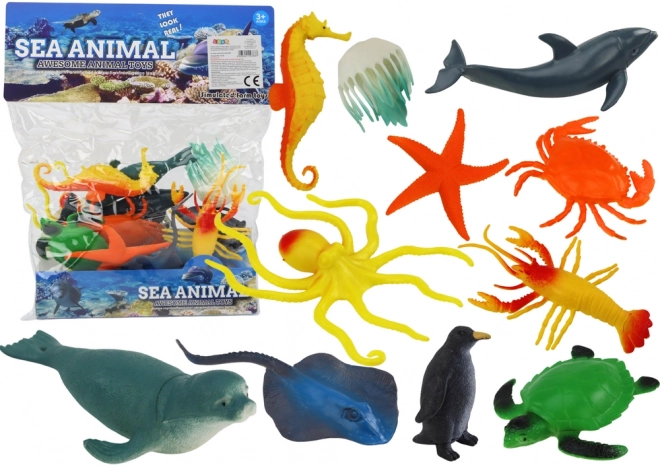 Set van onderwaterfiguren van zeedieren 12 stuks