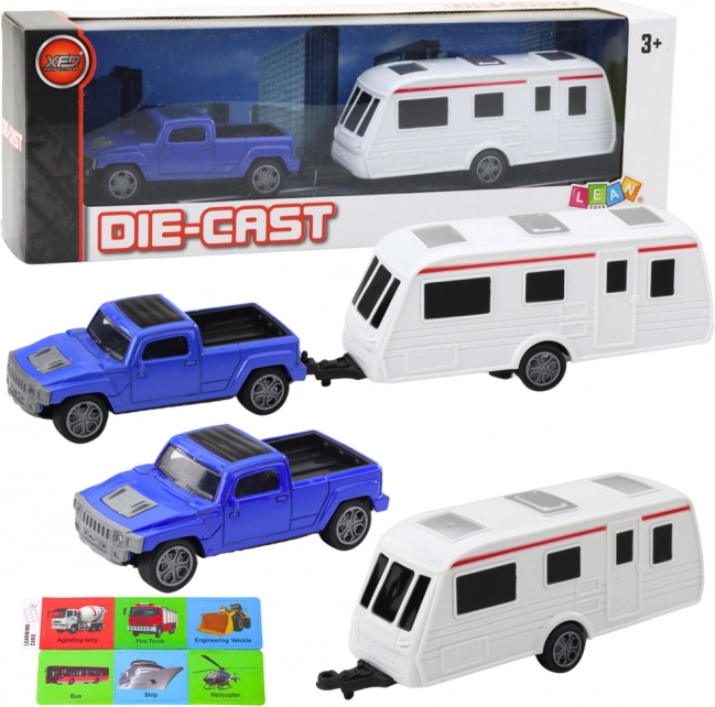 Car Toy Set with Blue Caravan