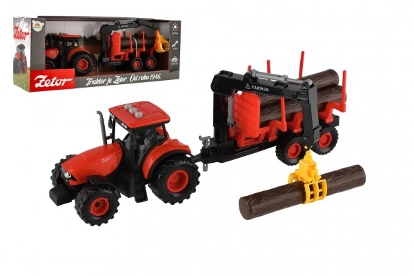Tractor Zetor met aanhanger en laadarm