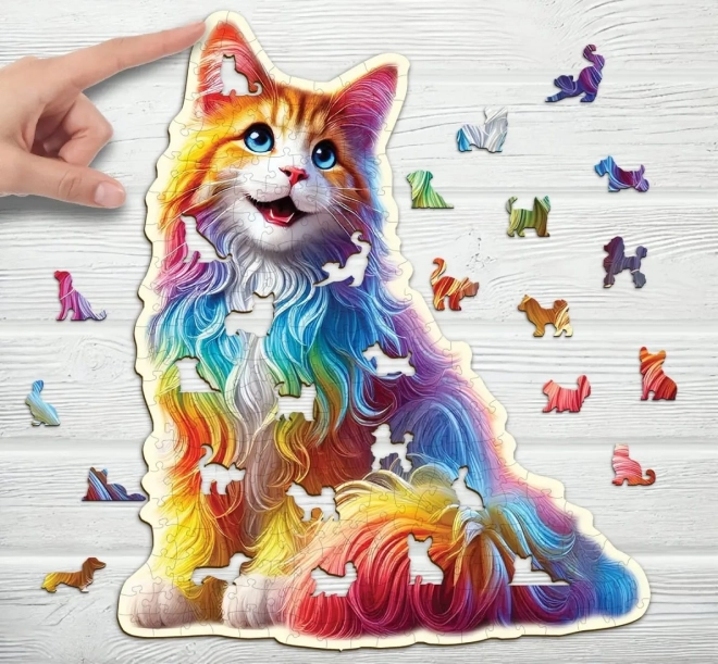 Wooden Puzzle Colorful Cat 250 Pieces