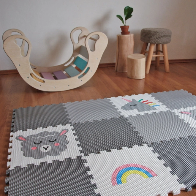 Minideckfloor vloer 12 delen - lammetje, lama, eenhoorn, regenboog