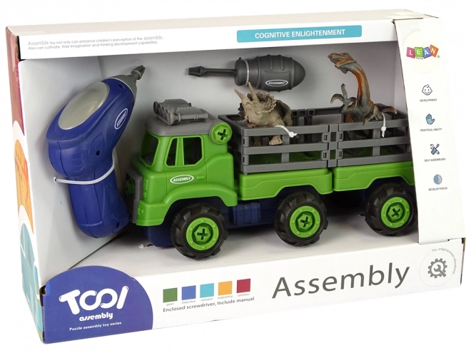 Camion de transport avec dinosaures