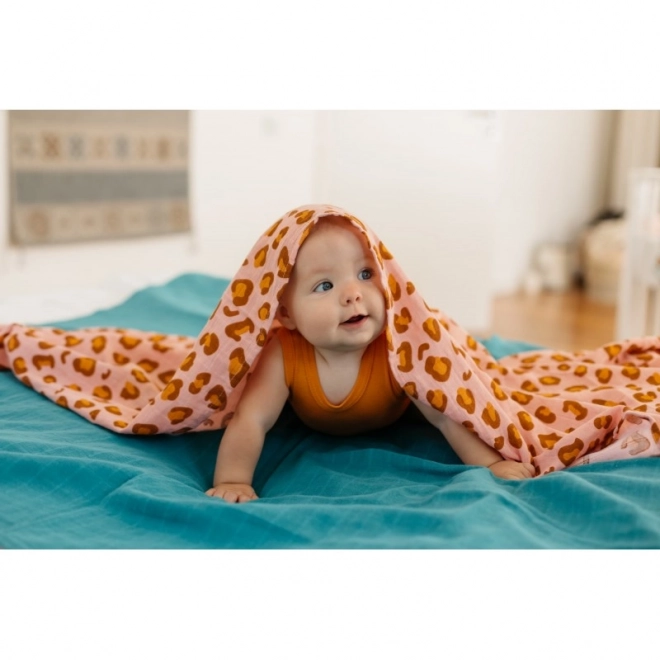 Tommy Lise Katoenen Mousseline Luier Coral Leopard 120x120 cm