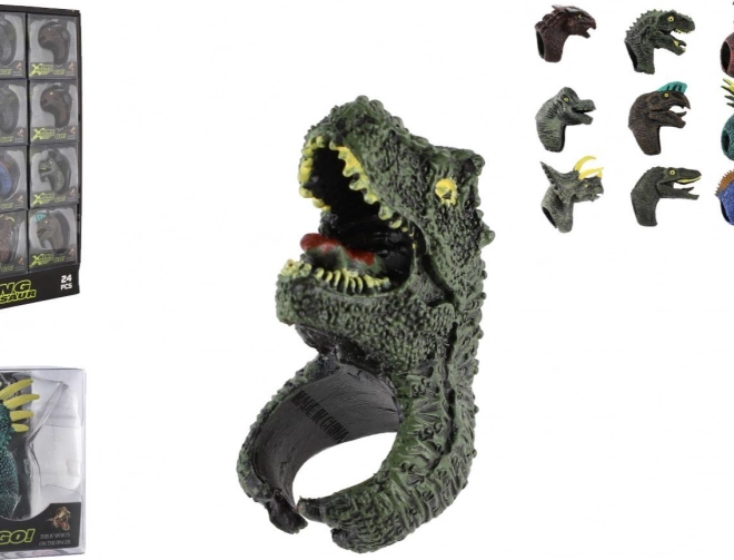 Bague enfant réglable dinosaure, plastique, 2 × 4 cm (assortiment de motifs)