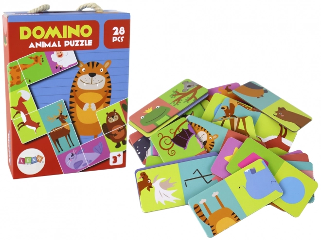 Puzzelspel Dubbelzijdige Domino Dieren - 28 Stukken