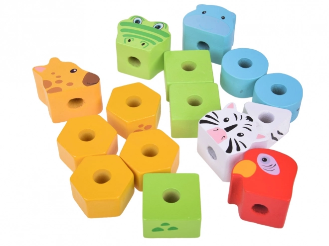 Colorful Wooden Pyramid Animal Blocks Educational Toy