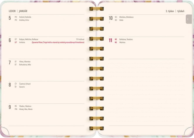 Spiraalvormige 18-maandkalender Petito Roze Marmer 2025/2026