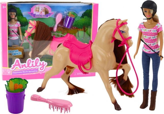 Playset with Anlily Jockey Doll and Horse