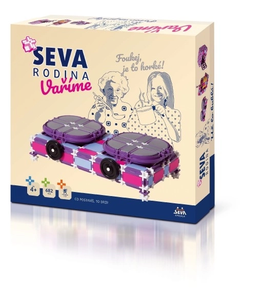 Bouwset SEVA FAMILIE Koken kookplaat+robot+magnetron plastic 682 onderdelen in doos 35x33x8,5cm