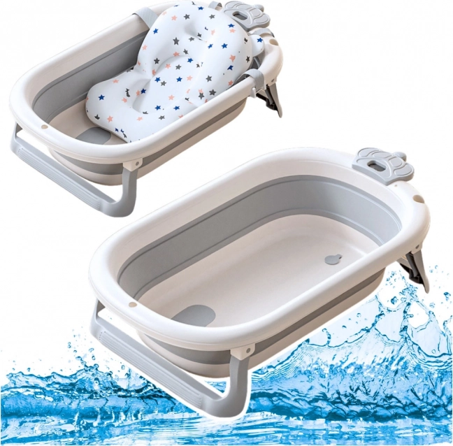 Opvouwbaar babybadje met matras en thermometer grijs