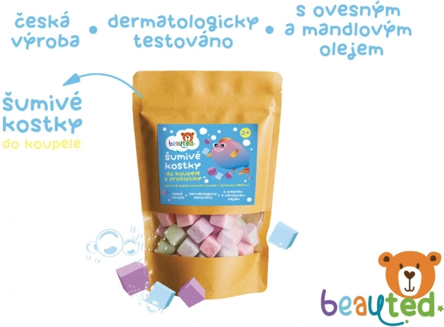 Cubes de bain effervescents aux probiotiques en sachet refermable