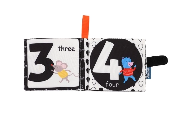 Zachte stoffen boekje 12x11cm 3 soorten op kaart in zak 3m+