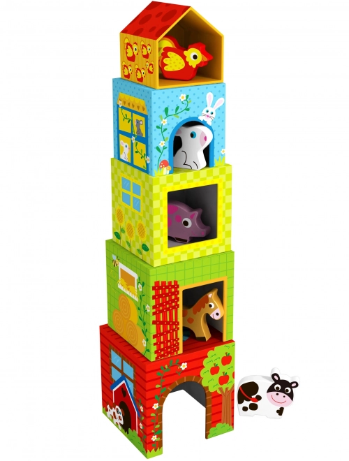 Woopie groene puzzelboerderij met blokken en figuren