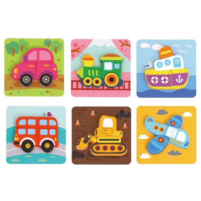 Puzzle en bois véhicules Montessori Woopie FSC