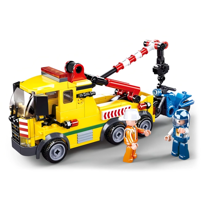 Working tow truck with crane