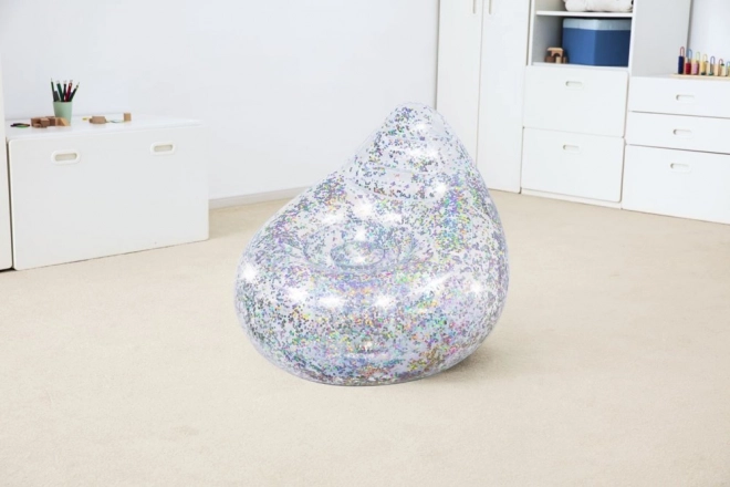 Regenboog opblaasbare stoel met glitter