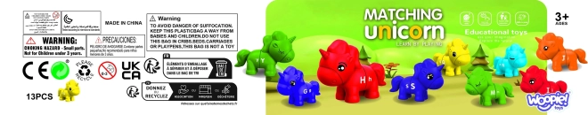 Montessori educatieve set Eenhoorn voor stapelen "Voeg letters toe" 13 stuks