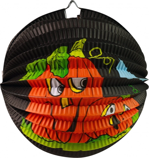 Schwarzer Halloween-Lampion mit Kürbismotiv 25 cm