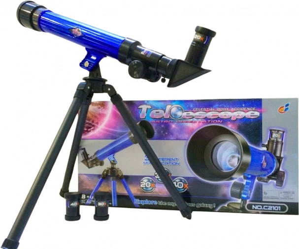 Educatieve kindertelescoop met blauwe statief