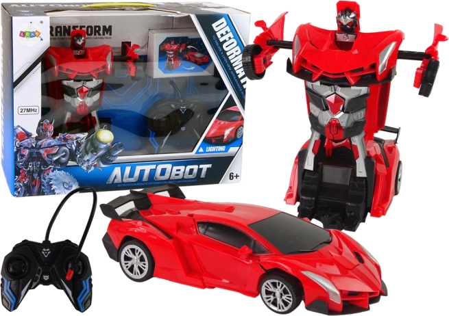 Transforming remote-controlled car-robot, red