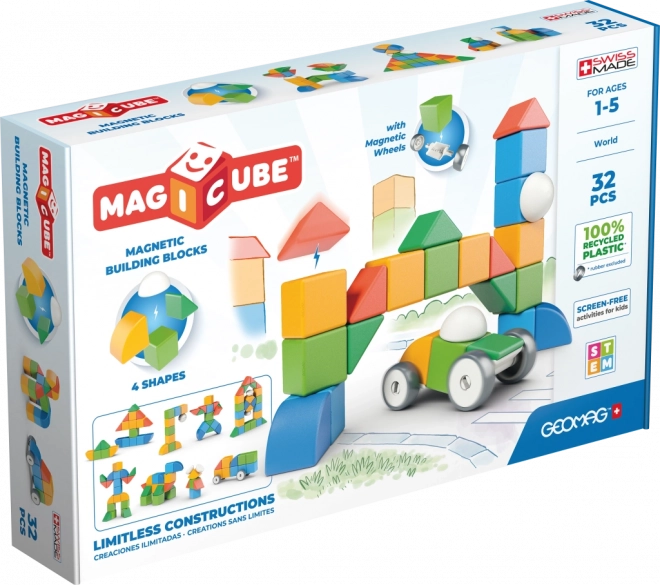 GEOMAG Cubes magnétiques Magicube Shapes - Monde 32 pièces