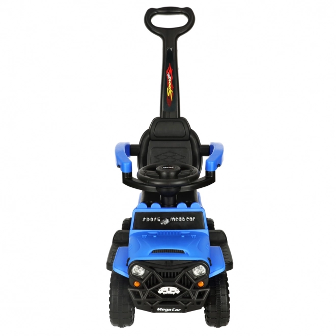 Off-road loopauto met duwstang, lichten en geluid blauw