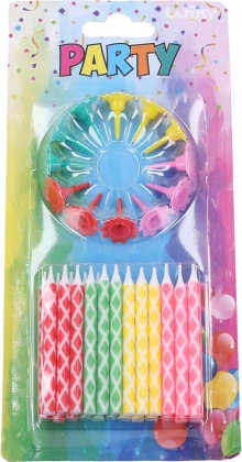 Bougies de fête colorées avec supports