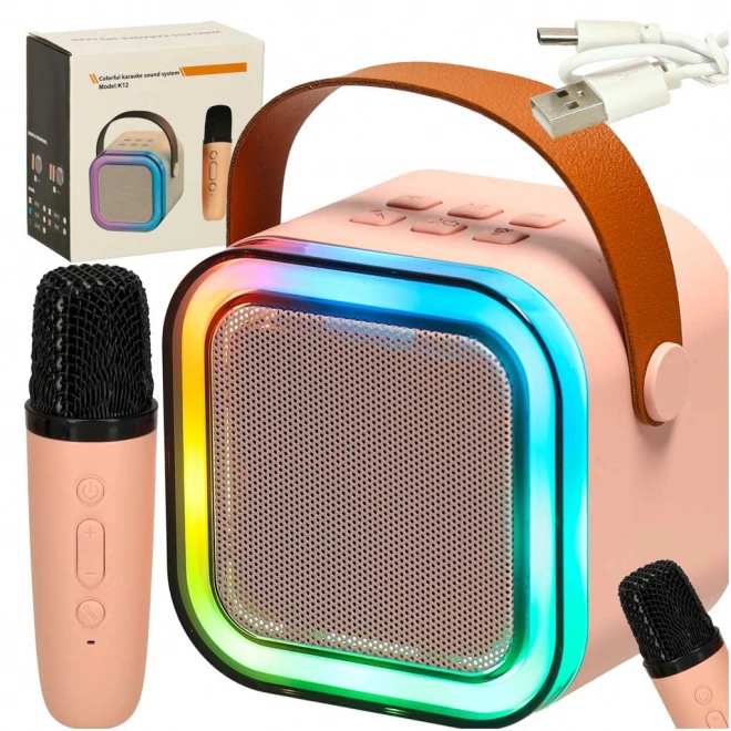Karaoke Set with Bluetooth Speaker and Microphone Pink