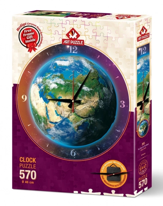 ART PUZZLE Puzzelklok Wereld 570 stukjes (inclusief lijst)