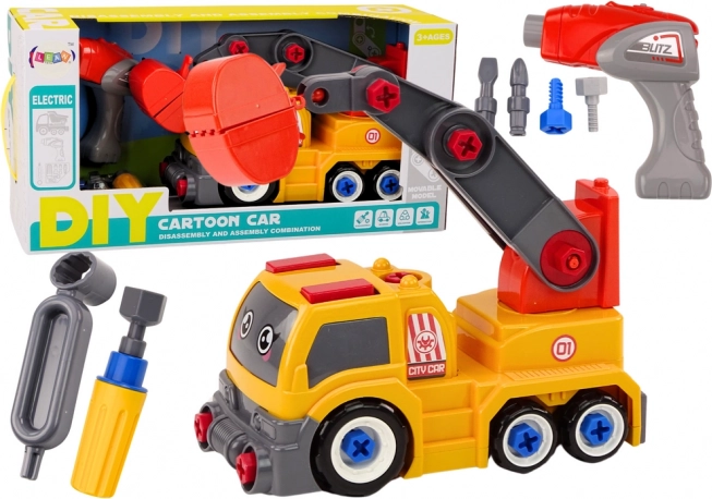Camion-grue dessin animé DIY à démonter – orange