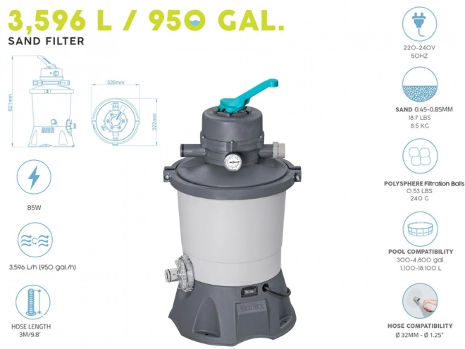 Bestway Sandfilterpumpe 3596 l/h für Pools