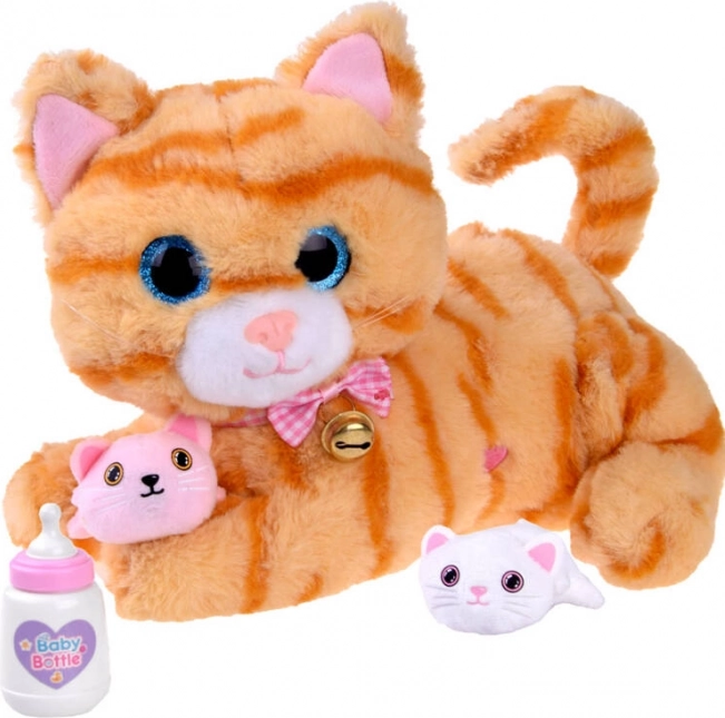 Soft cuddly cat with kittens