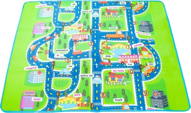 Opvouwbare kinder speelmat met straatmotief 160 x 130 cm