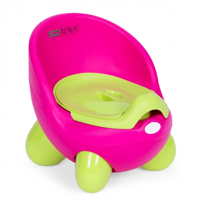 ECOTOYS roze-groene kinderpotje met antislipvoetjes