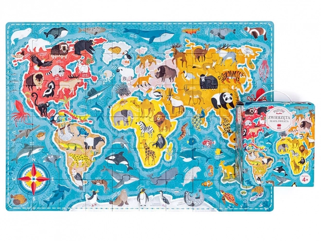 Puzzel 60 stukjes Puzzlove - Wereldkaart Dieren