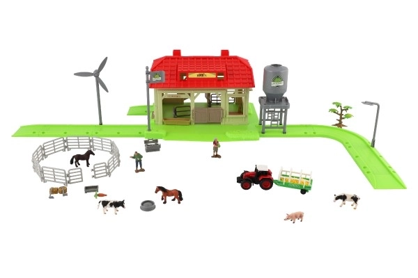 Set van boerderij thuis met dieren en tractor