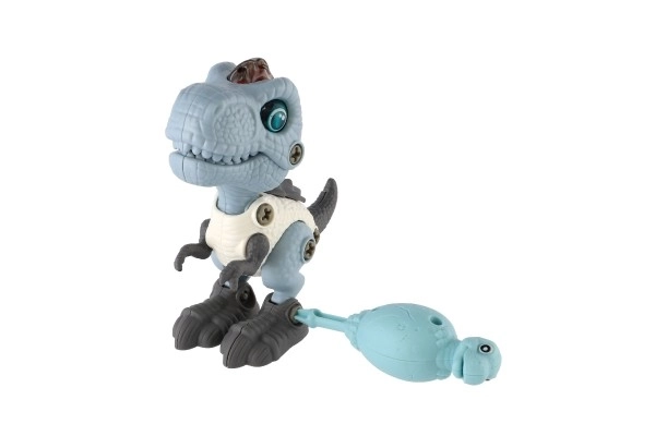 Dinosaurus schroeven plastic 12cm met schroevendraaier op batterijen met licht en geluid in doos 15x16x7cm