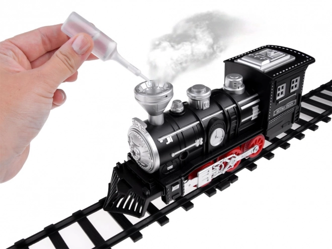 Spoorweg met rails Locomotief met wagons stoom + licht RC0629