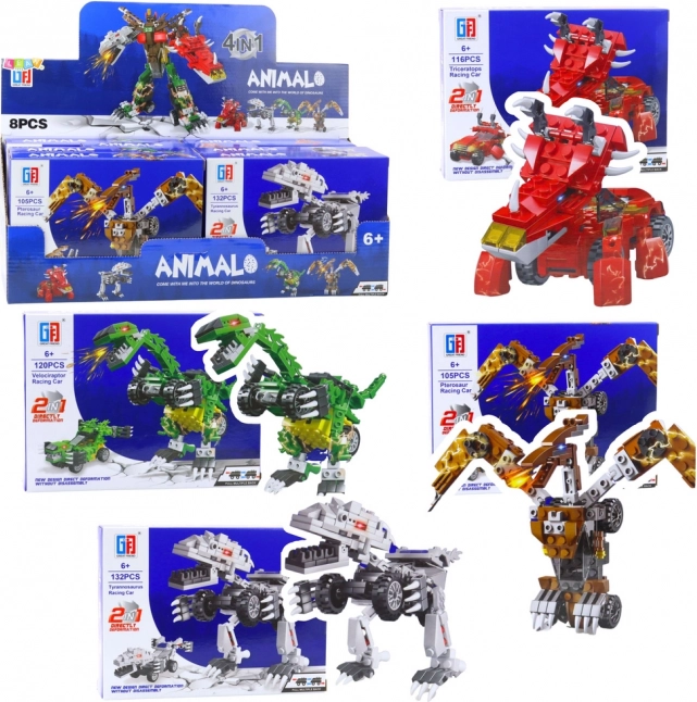 Building Set Dinosaur and Car 2-in-1, 105–132 pieces