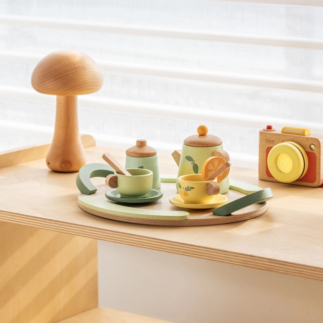 Holz Teeservice Set 14-teilig