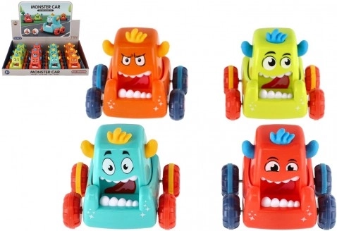 Knijp-rijautootje Monster 9 × 8 cm, mix van 4 kleuren