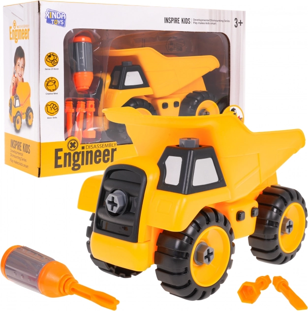 Buildable cement mixer for kids 3+ with screwdriver and 3 bits – Dump Truck