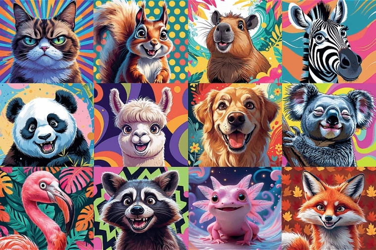 Puzzel Vrolijke dierenportretten 300 stukjes