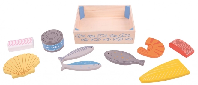 Holz Meeresfrüchte in Schachtel Bigjigs Toys