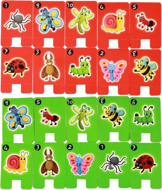Cartes colorées avec insectes et chiffres