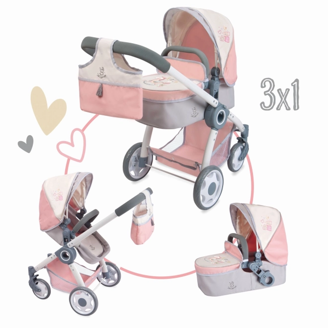 DeCuevas 80586 Poussette Pliable pour Poupées 3 en 1 avec Sac FUNNY 2023 - 70 cm