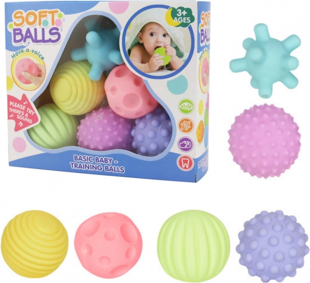 Sensorische ballen voor kinderen educatief zacht gekleurd 6 stuks