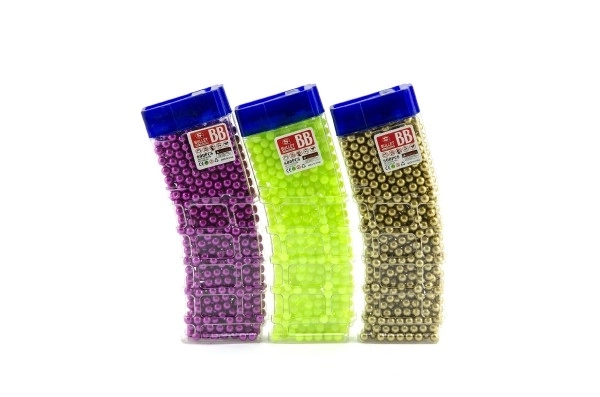 Kogeltjes voor pistool 800st 6mm plastic 6 kleuren in plastic doos 7x17cm