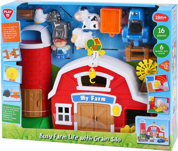 ferme jouet avec silo et accessoires avec sons, ensemble en plastique 18m+