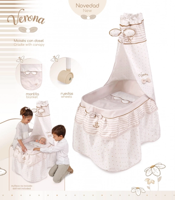 Mobiel poppenbedje met hemel en dekentje, collectie Verona